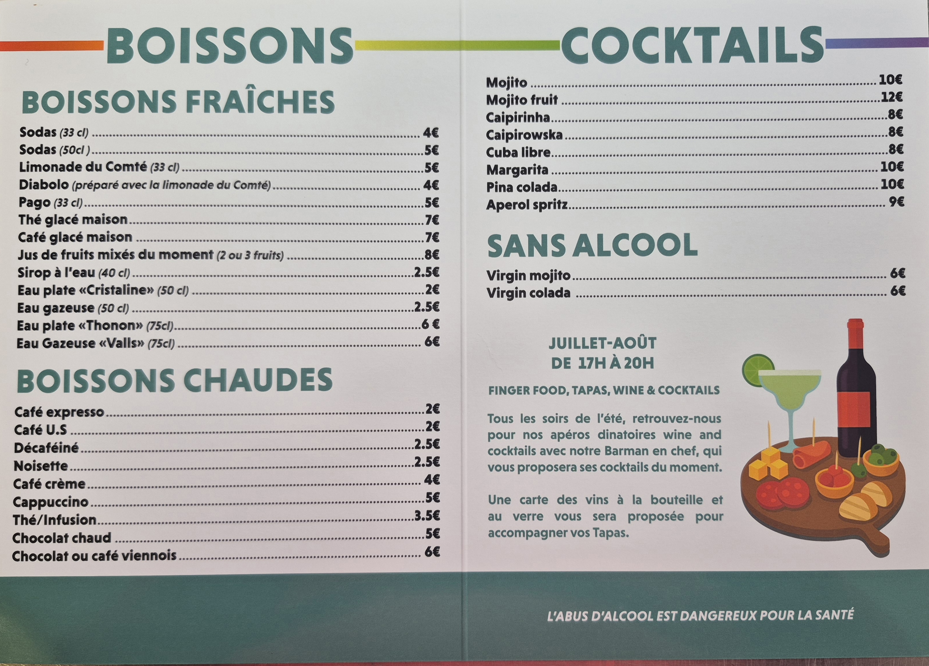 Menu L'Arc en Ciel