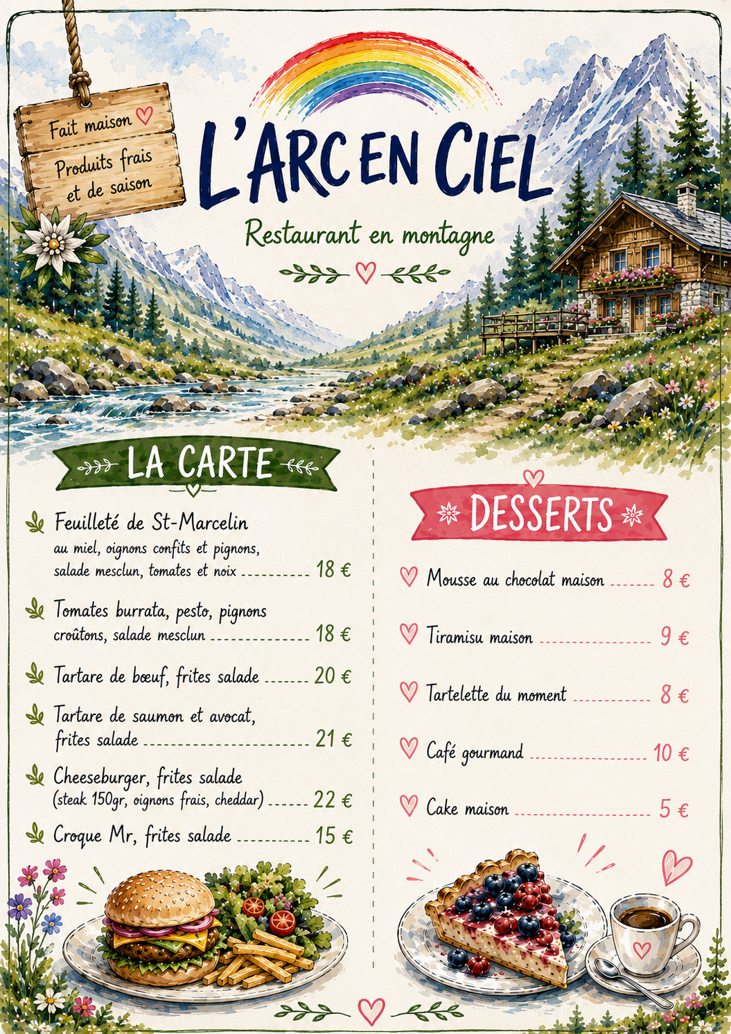 Menu L'Arc en Ciel