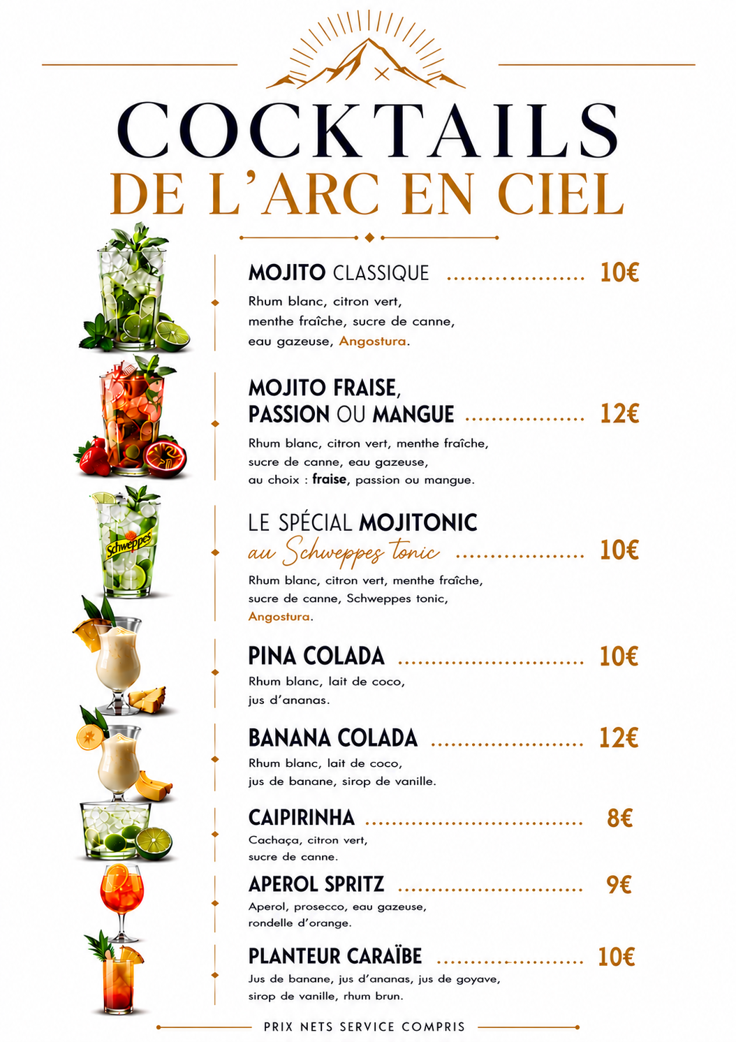 Menu L'Arc en Ciel