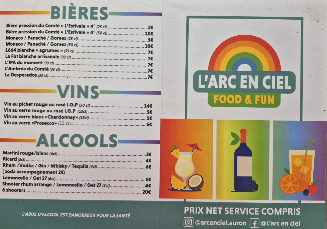 Menu L'Arc en Ciel